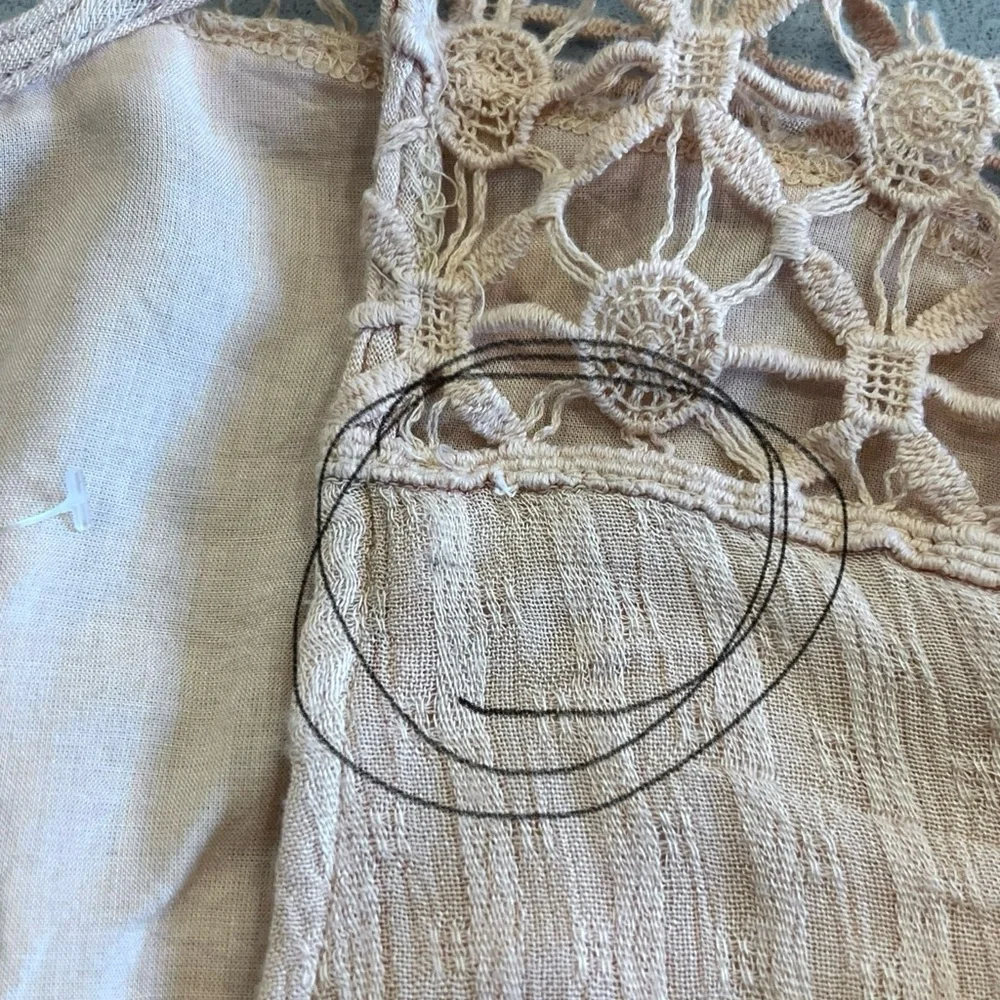 Free People NWT Runaway Peach Crochet Sleeve Blouse XS